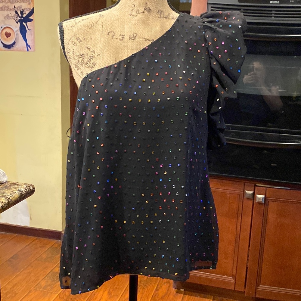 Trina Turk lime Rickey top black size large